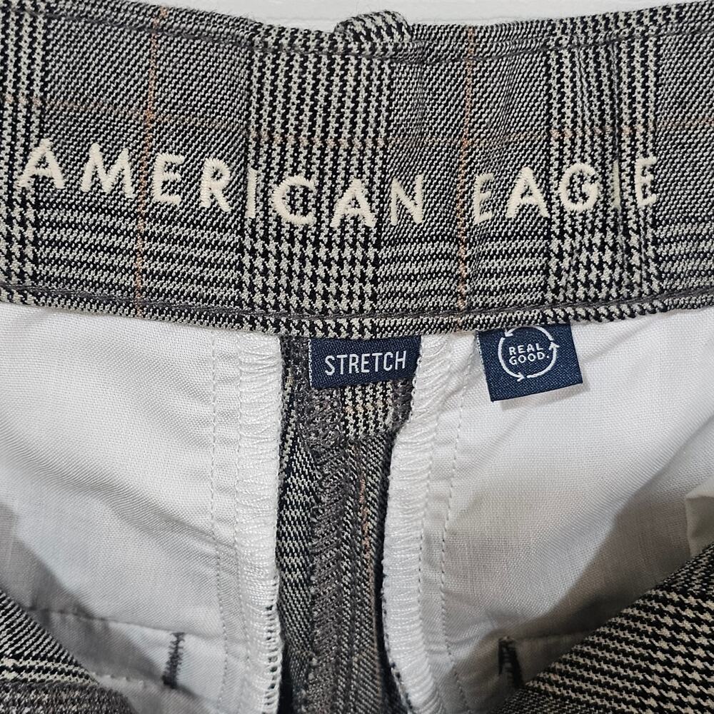 American Eagle Wide Leg Plaid Pants Womens 4 Gray High Rise Career Stretch - Picture 6 of 9
